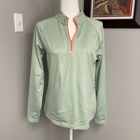 FootJoy Golf Women Sweater Half-Zip Rib Mid-Layer Sage Green Color Size Medium - Picture 1 of 4